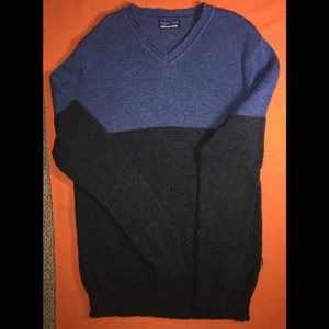 Patagonia Men Sweater with Wool, Blue and Black, L